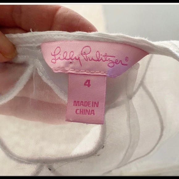 LILLY PULITZER WHITE COTTON DRESS WITH MESH CUTOUTS SZ 4 - Picture 9 of 10